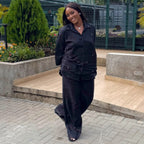 Women's Rhinestone Shirt & Trousers Two-Piece Set
