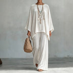 Women's Velvet Wide-Leg Long-Sleeve Top and Pants Two-Piece Set
