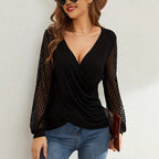 French Lace Lantern Sleeve Loose Top