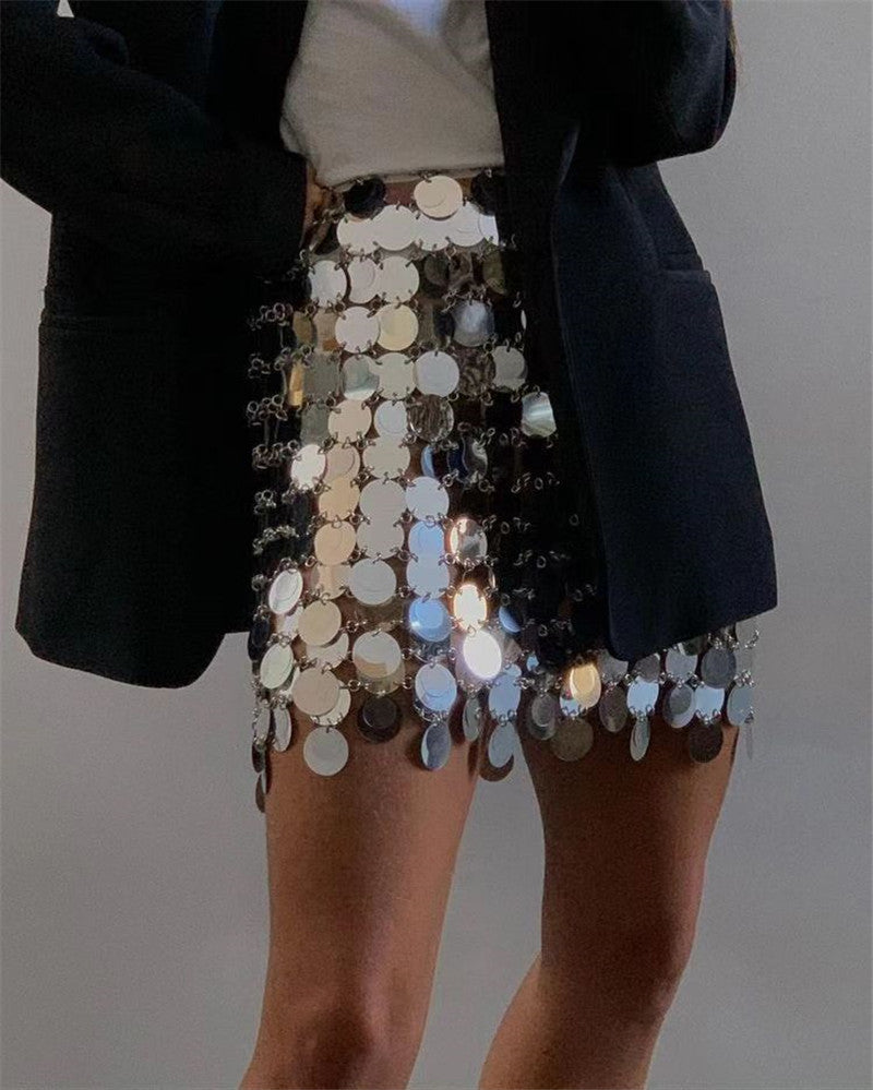 Women's Sequin High-Waist A-Line Mini Skirt