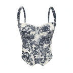 Women's Printed Boned Lace-Up Corset Top