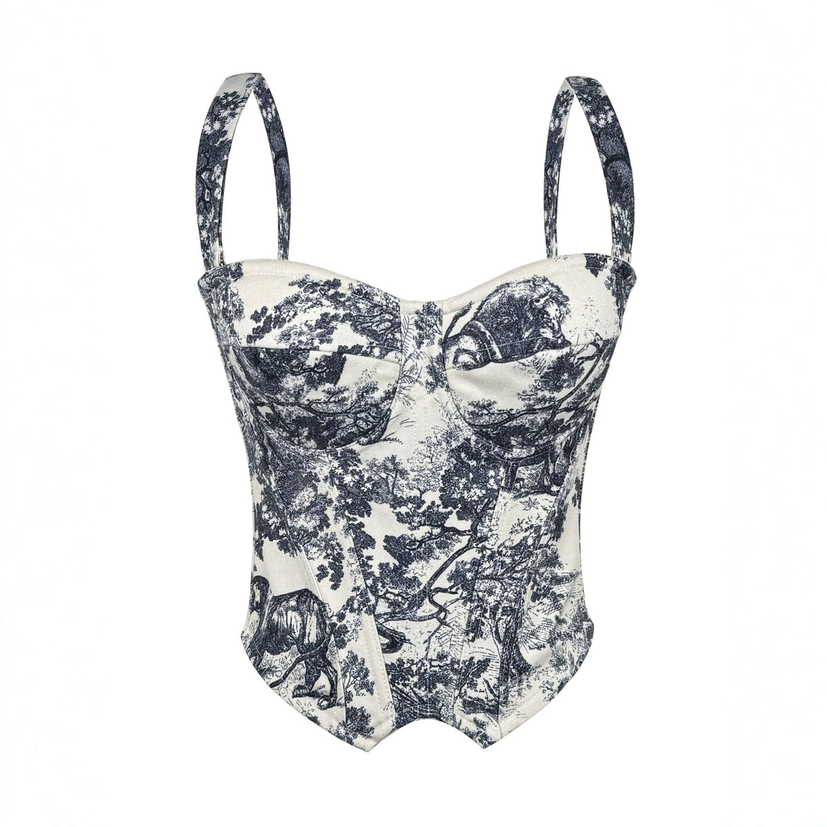 Women's Printed Boned Lace-Up Corset Top