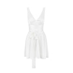 Deep-V Lace-Up Backless Mini Dress