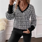 Women's Clothing Spring Summer Casual Leopard Print V Neck Long Sleeve T Shirt