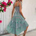 Lace-Up Summer Striped Sling Dress
