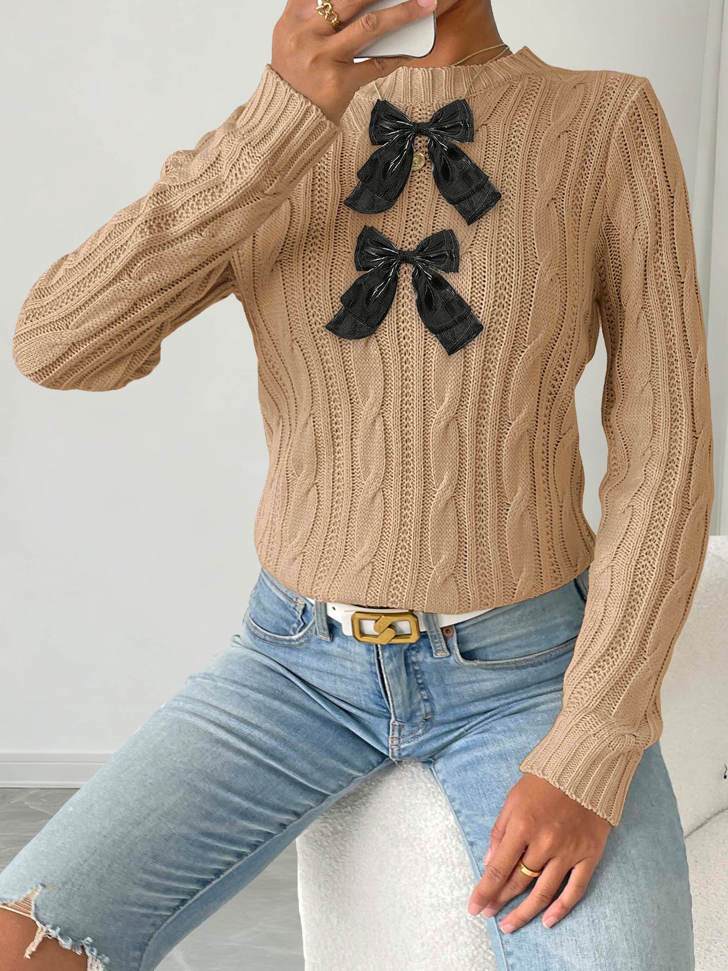 Khaki 2 Black Bow