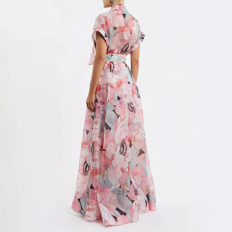 Women's Bow-Tie Lace-Up Vacation Maxi Dress