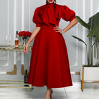 Celebrity Bandage Bow Mid Length Dress