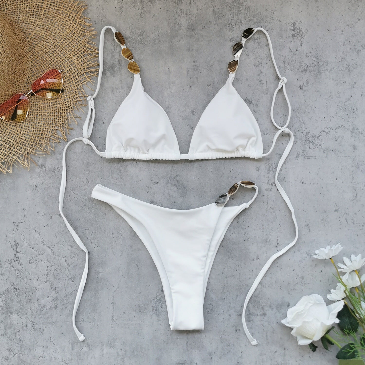 Pure White One-piece Swimwear