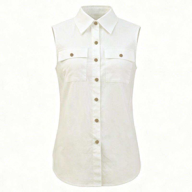 French Casual Cotton Linen SL Shirt Women Summer Collared