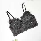 's Three Dimensional Floral Beaded Camisole Elegant Graceful