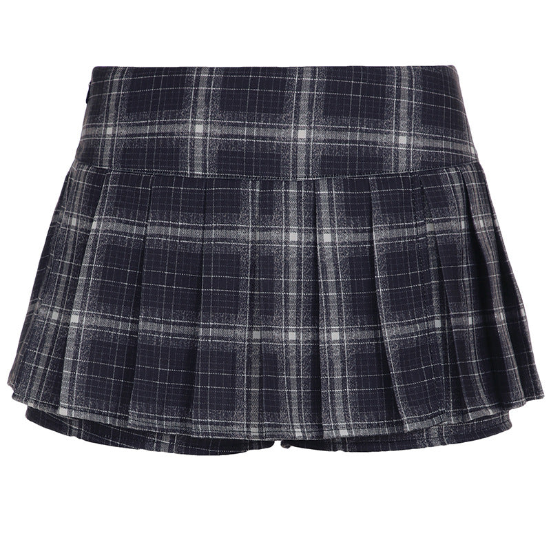 Retro British Slim Fit Plaid Girls Sense Pleated Skirt