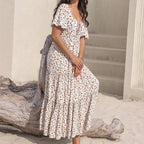 Women's Bohemian Floral V-Neck Swing Dress