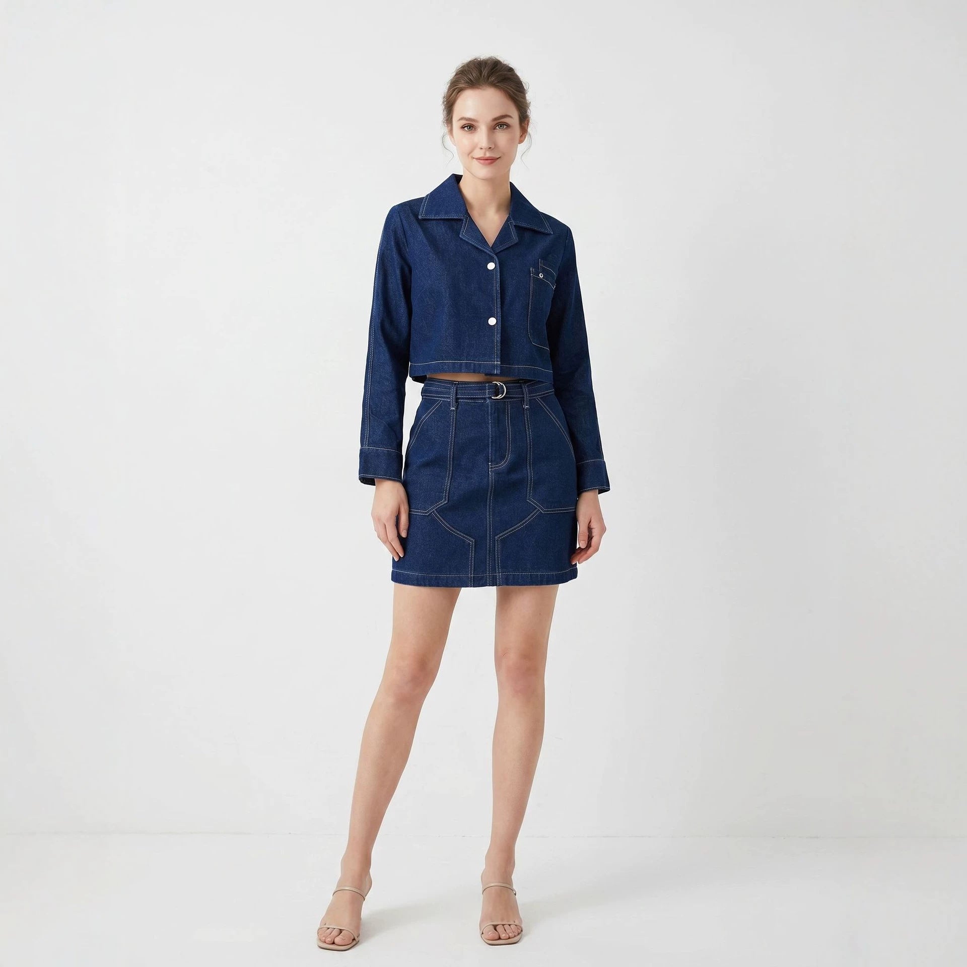 Business Office Convenient Women Denim Skirt Sets
