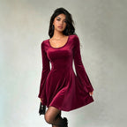 Women's Lace Velvet Dress