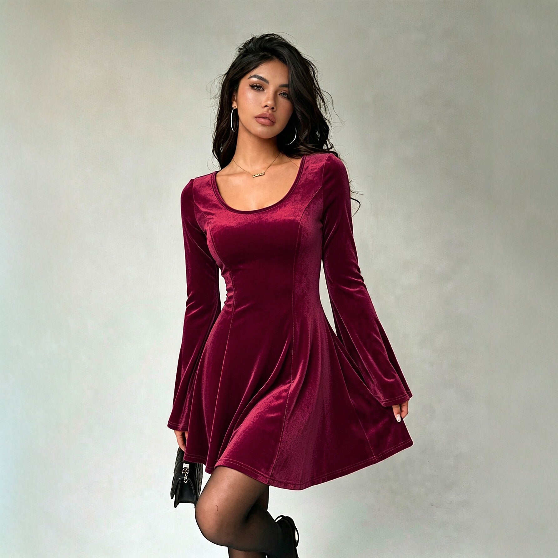 Women's Lace Velvet Dress