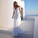 Women's White V-Neck Cami Maxi Dress