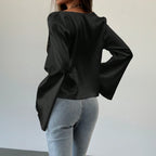 Women's Cardigan T shirt Lace up Loose Satin Top