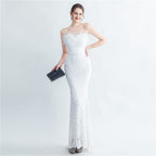 Women's Ostrich Feather Elegant Strapless Evening Dress