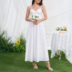 Women's V-Neck Smocked Ruched Midi Dress
