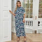 Women's Tropical Tie-Neck Button Robe Dress