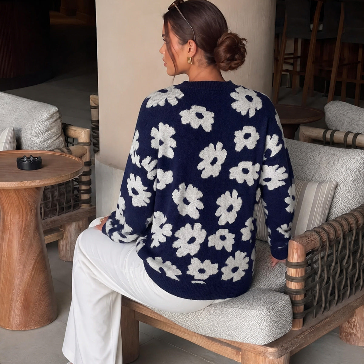 Women's Floral Knit Sweater