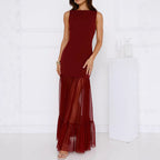 Women's Mesh Backless Bodycon Maxi Dress
