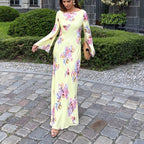 Women's Floral Round-Neck Long-Sleeve Dress