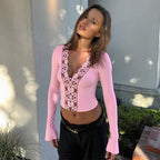 Women's Lace Button Front Cardigan Top