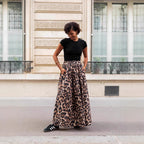 Spring Summer Leopard Print Pleated Puffy Skirt
