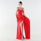 Women's Satin Boned Lace-Up Floral Formal Dress