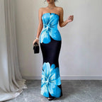 Summer Fashionable Elegant Bandeau Slim Fit Long Holiday Dress