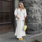 Women's Ruffled V-Neck Short-Sleeve Two-Piece Skirt Set