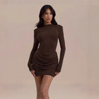 Women's Pleated Long Sleeve Dress