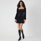 Women’s Velvet Square-Neck Swing Party Dress