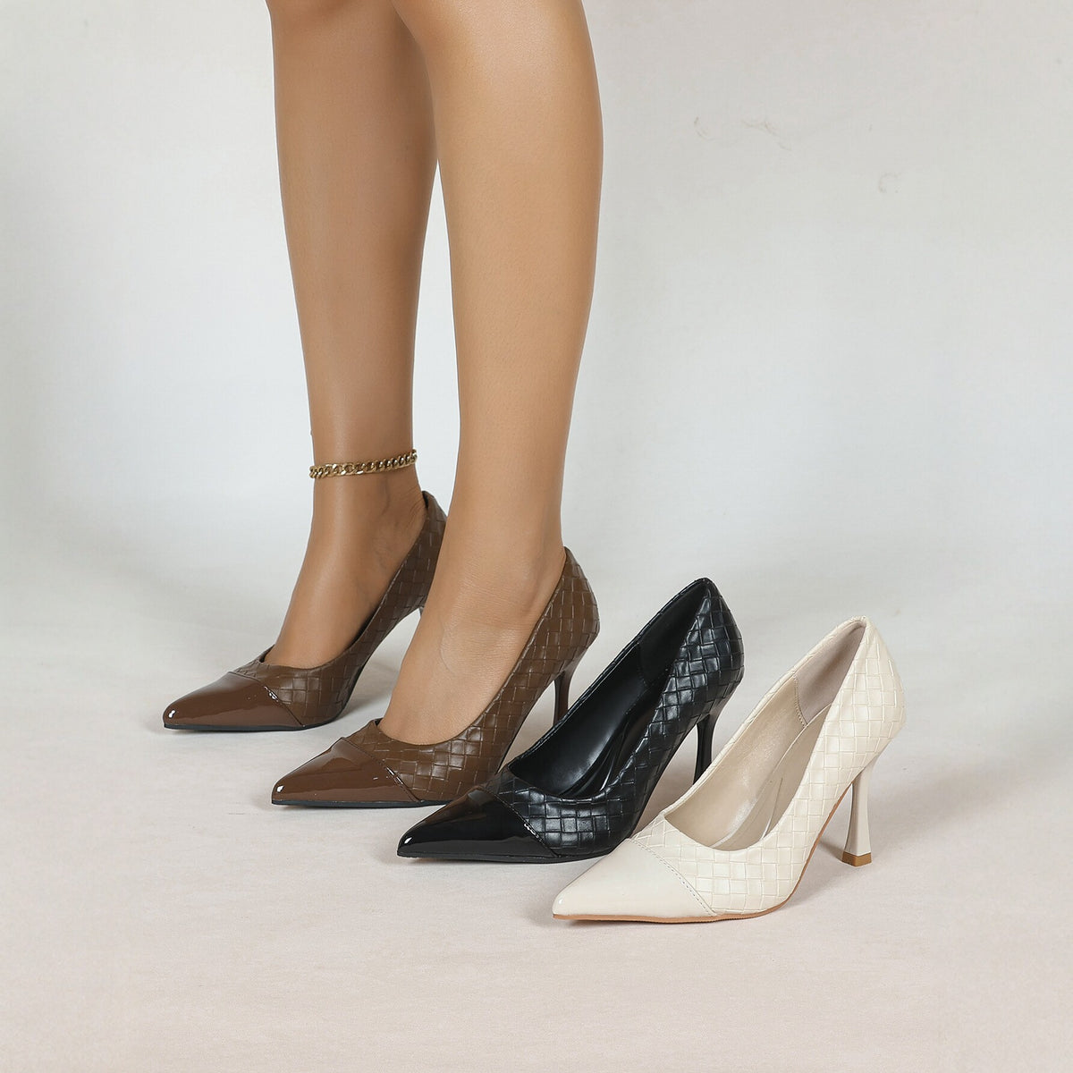 Patent-Leather Pointed-Toe Stiletto Pumps