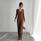 V-Neck T-Shirt & Trousers Set