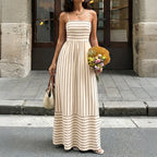 Women's Backless Striped Dress