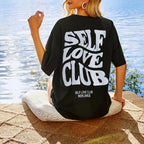 Women's Fast Casual Black T Shirt Simple Round Neck Short Sleeve Women Top Loose Printed