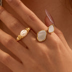 White Shell Stainless Steel Ring