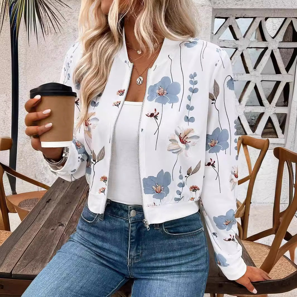 Floral Print Cropped Jacket