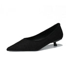 Women's Professional Low Heel Comfortable Shoes Woven Suede Pointed Slip On Shallow