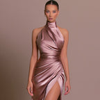 Halter Sleeveless Split Bottoming Dress Autumn Stand Collar