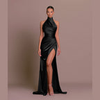 Halter Sleeveless Split Bottoming Dress Autumn Stand Collar