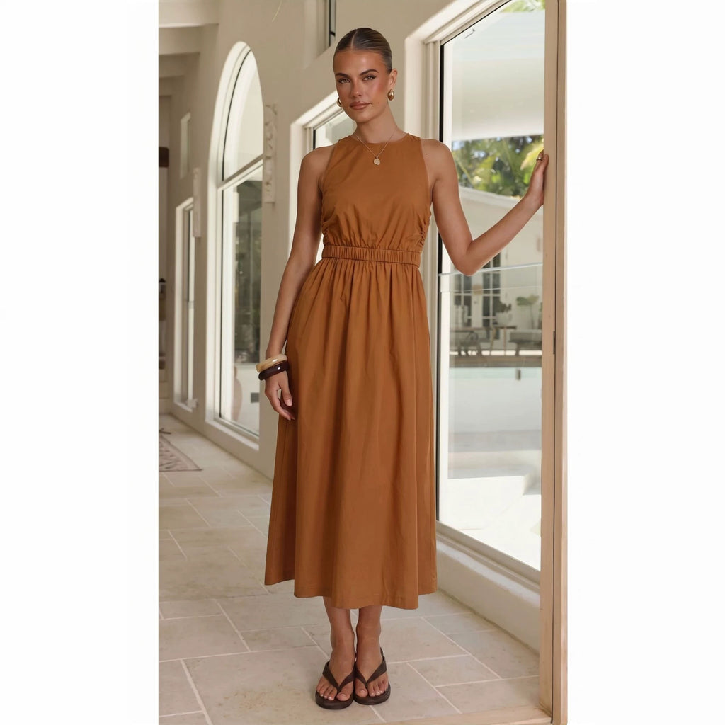 Women's Backless Short Sleeve Dress