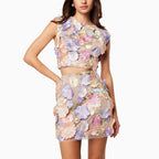 Women’s Embroidered Crochet Two-Piece Skirt Set