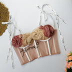 Floral Lace-Up Sheer Camisole Top