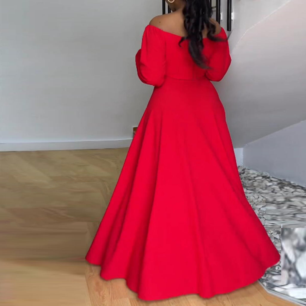 Women's Off-Shoulder High-Waisted Split Two-Piece Skirt Set
