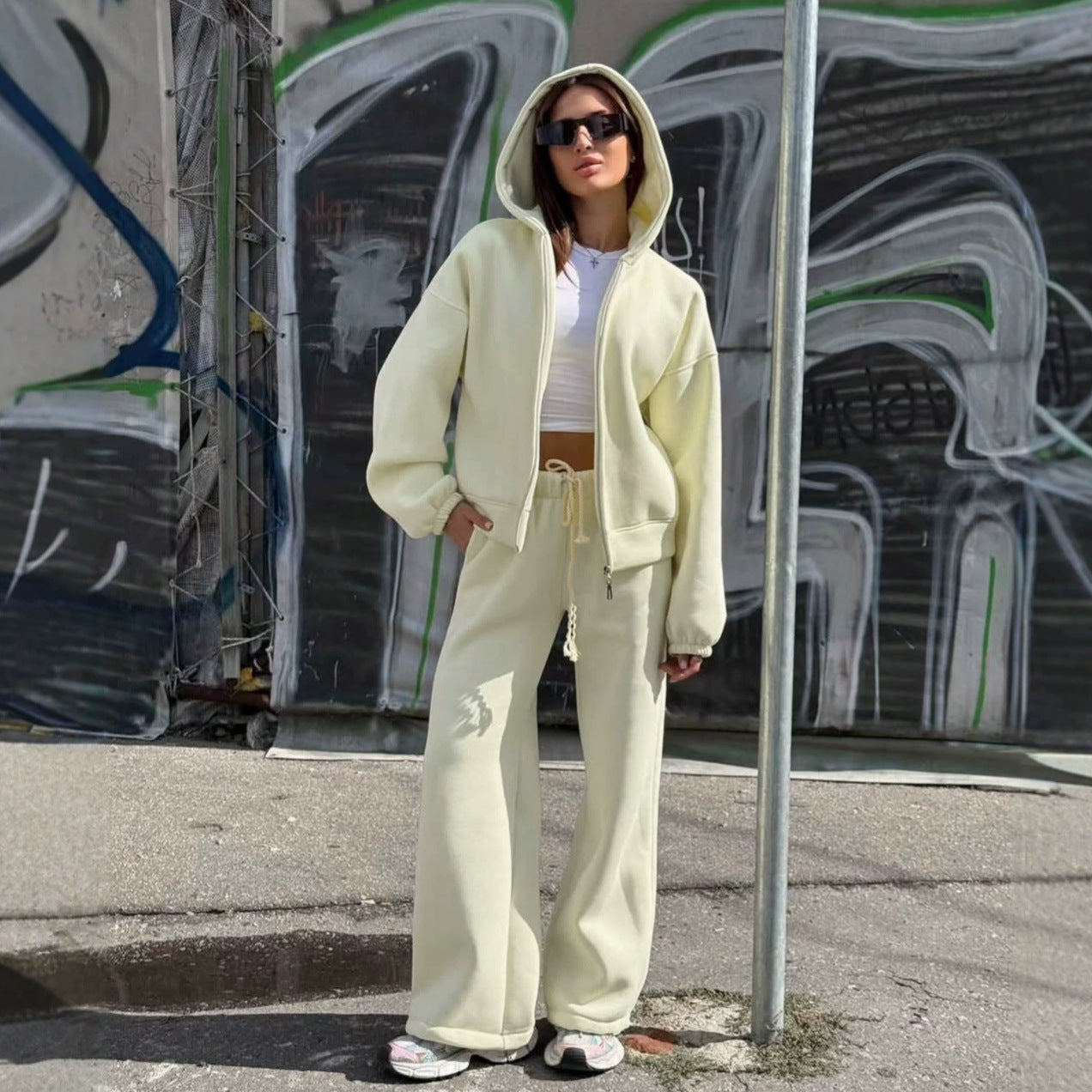 Women's Hooded Zip-Up Cardigan and Sweatpants Set