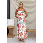 Women's Pleated Wrapped-Chest Maxi Dress